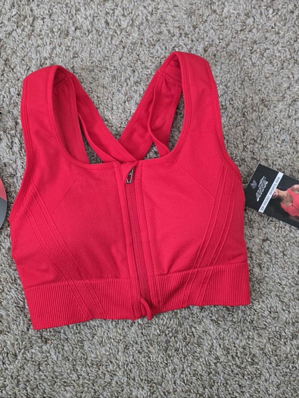 Avia Red Front-Zip Sports Bra New With Tags